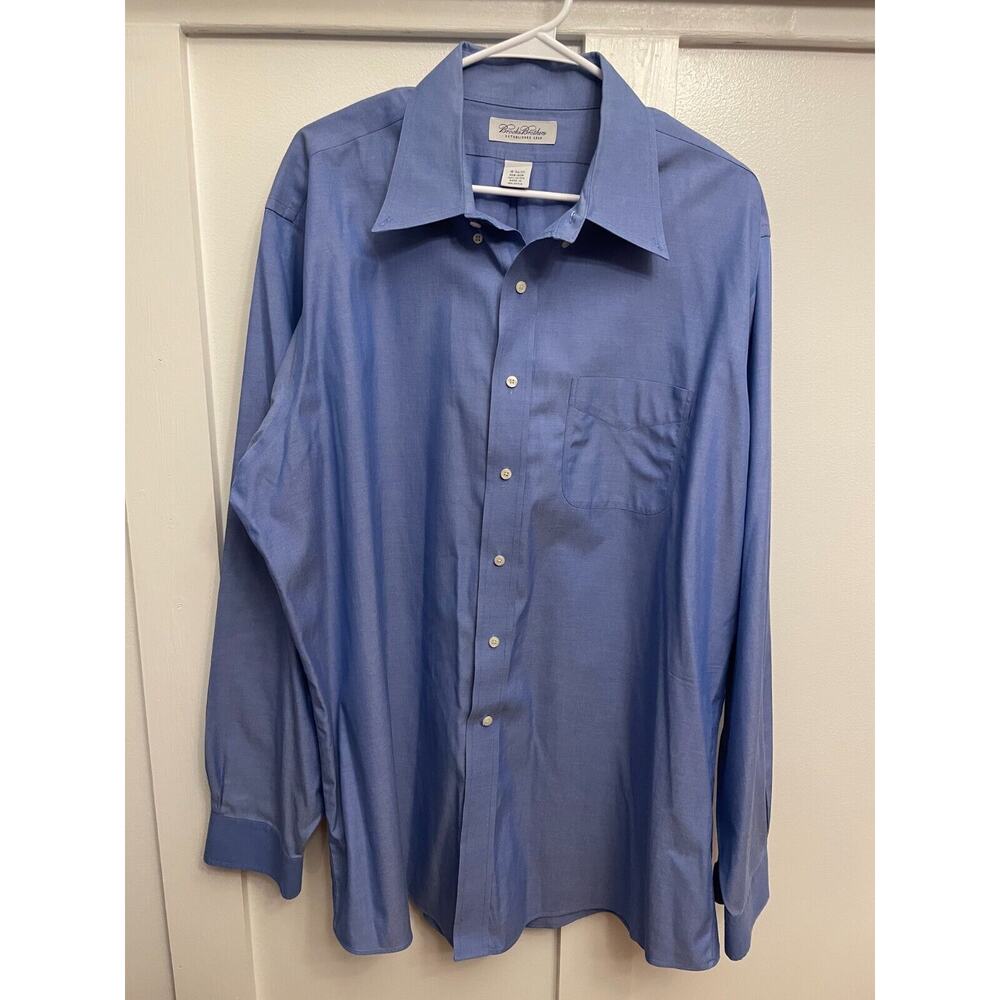 Brooks Brothers Men’s Button Down Solid Blue Long Sleeve Dress Shirt Sz 18 36/37